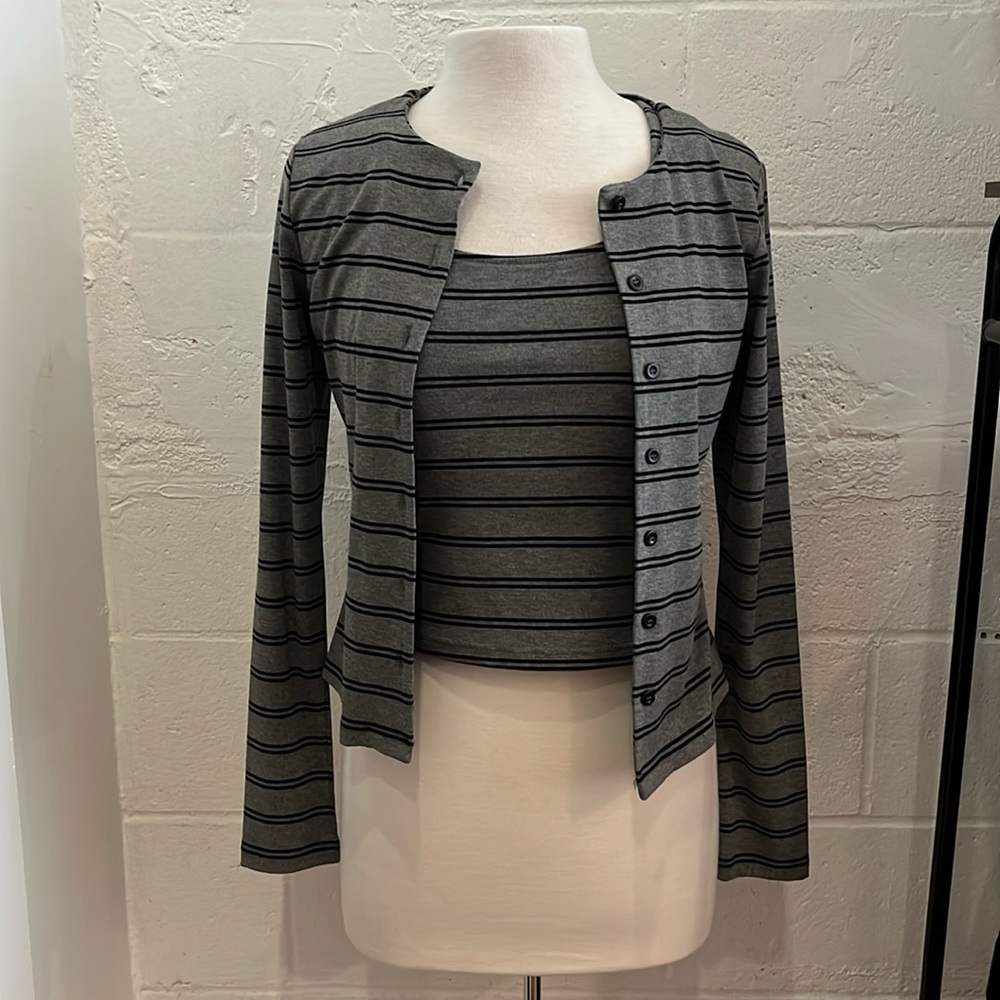 Le Lis Striped Cardigan Tank Set